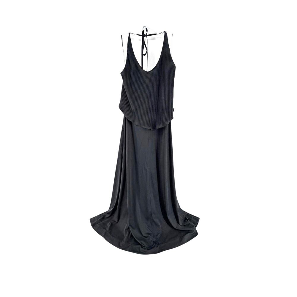 Vintage Black Halter Dress Size 9 Young Edwardian by Arpeja Pleated Bib